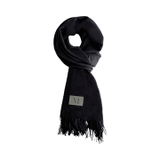 MUCENT Signature Muffler Charcoal Leather Patch Long Black