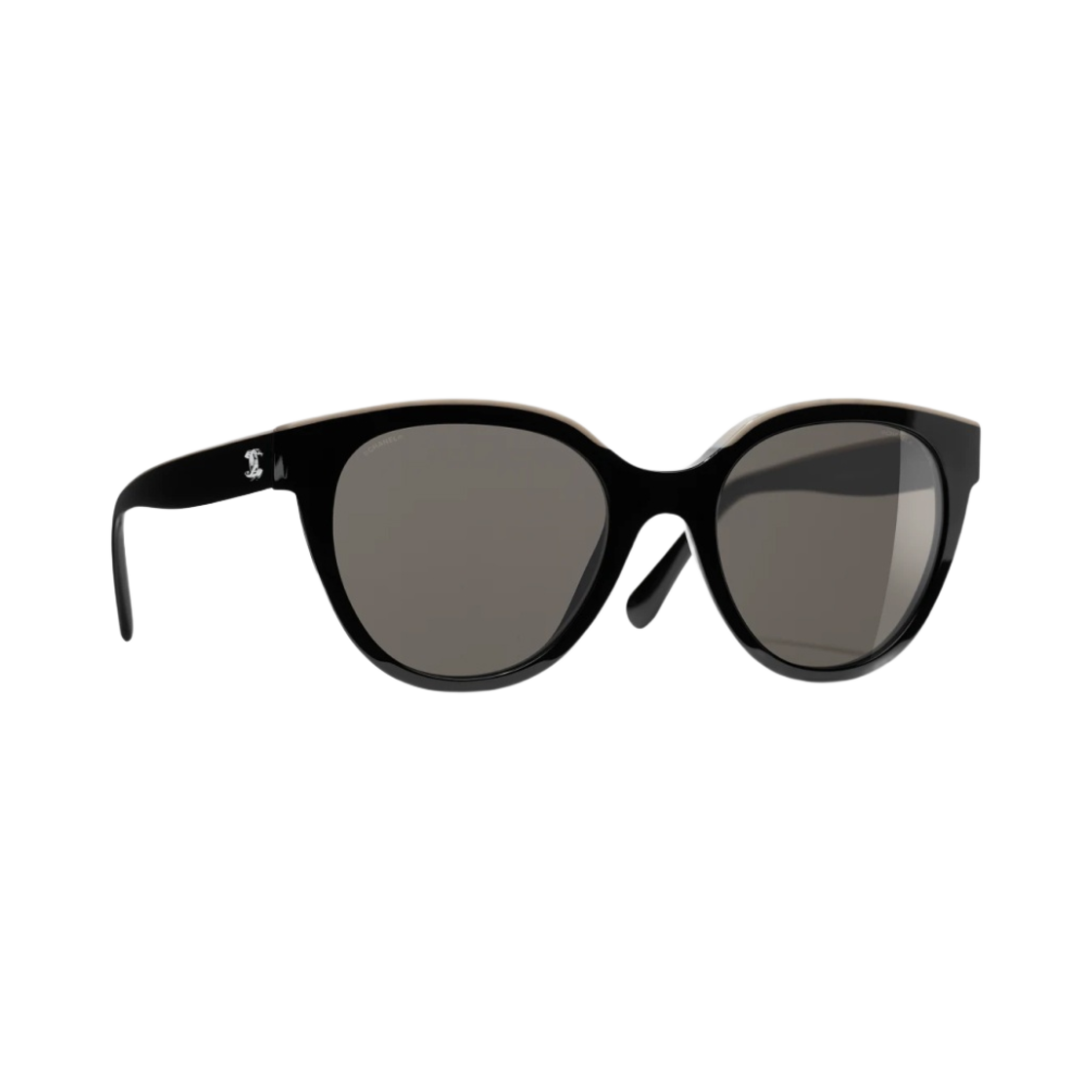 샤넬 버터플라이 선글라스 아세테이트 & 블랙 베이지 프레임 브라운 렌즈 아시안 핏(Chanel Butterfly Sunglasses Acetate & Black Beige Frame Brown Lenses Asian Fit) - 2