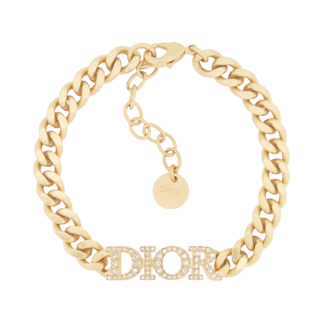 (W) 디올 디오레볼루션 브레이슬릿 골드 피니쉬 메탈 화이트 크리스탈((W) Dior Dio(r)evolution Bracelet Gold Finish Metal White Crystals) - 1