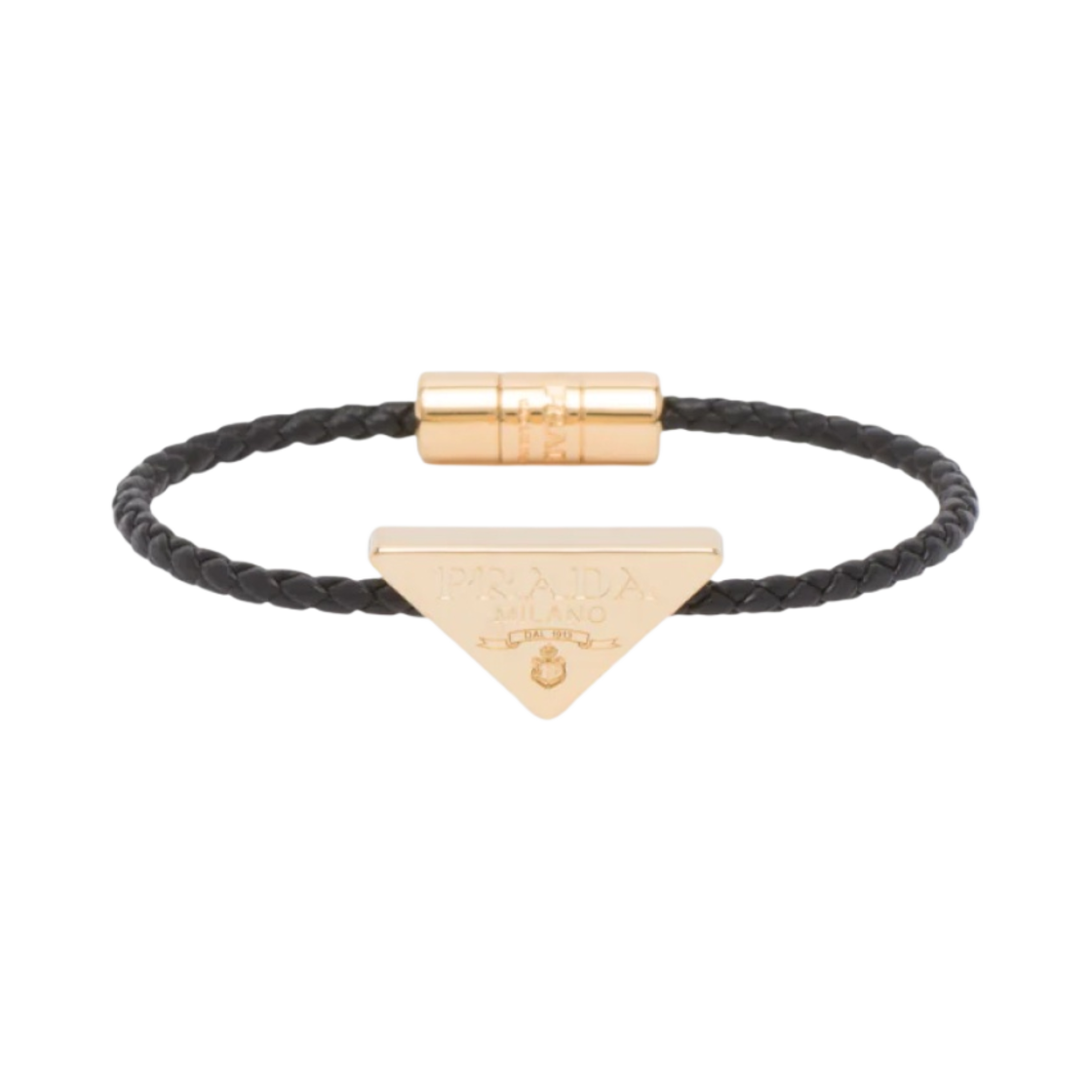 (W) 프라다 브레이디드 나파 레더 브레이슬릿 블랙((W)Prada Braided Nappa Leather Bracelet Black) - 1