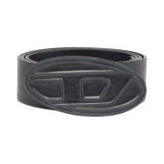Diesel B-1DR Scratch Leather Belt with D Buckle Black