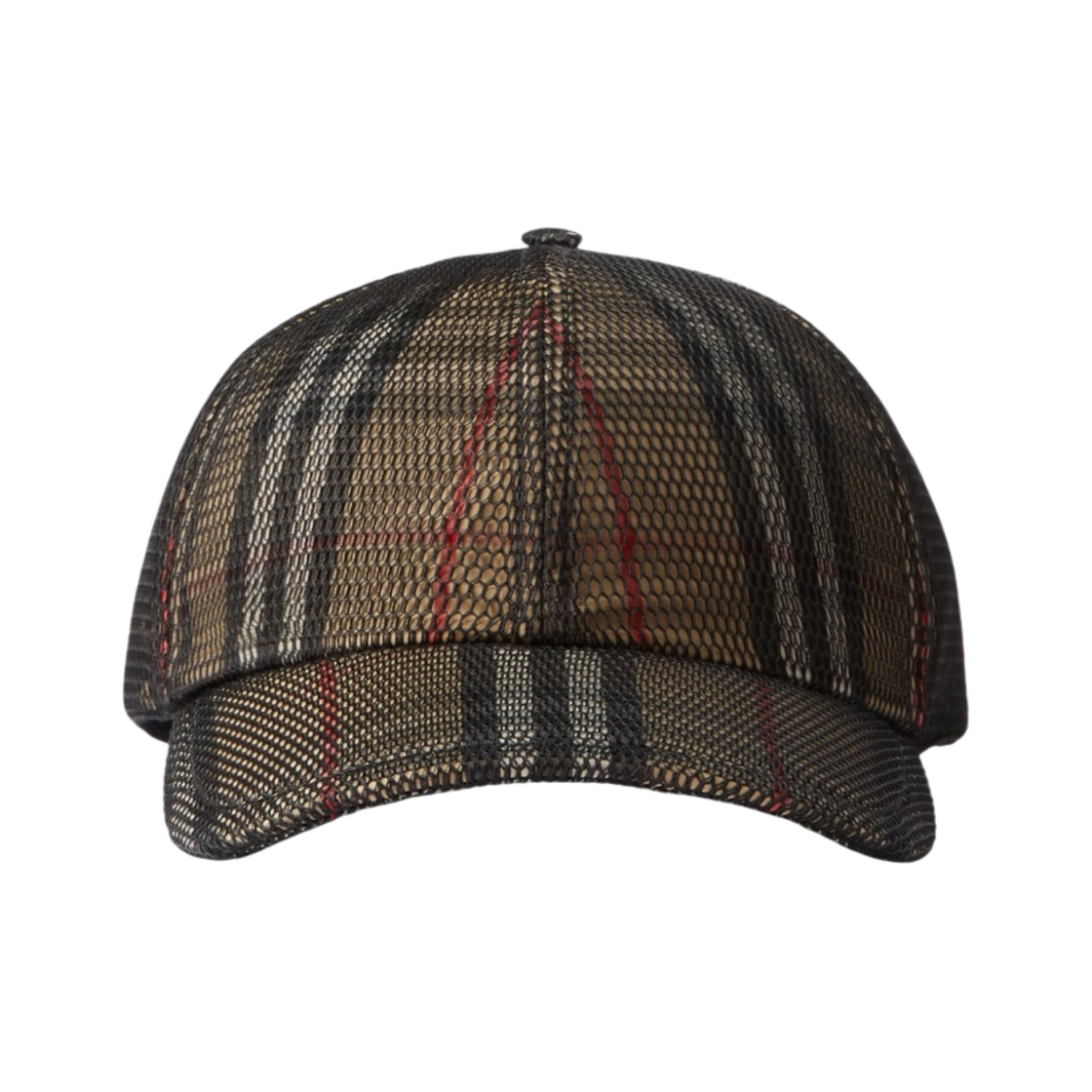 8065590 Burberry Mesh Overlay Check Baseball Cap Archive Beige Black