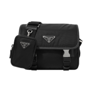 Prada Re-Nylon and Saffiano Leather Shoulder Bag Black