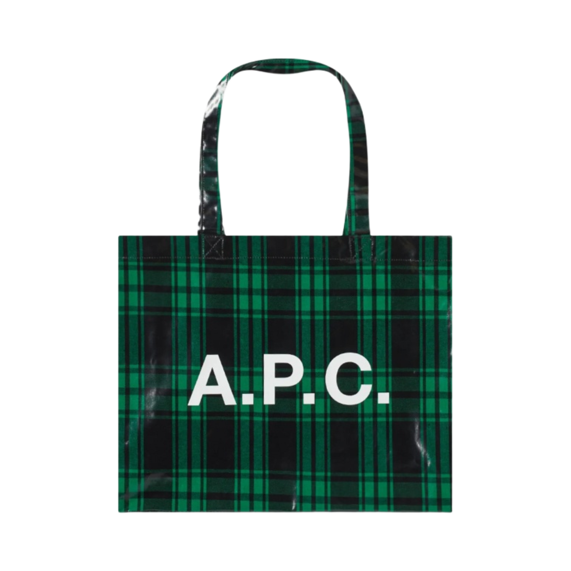 COEVH-M61443-KAA A.P.C. Diane Check Shopping Tote Bag Green