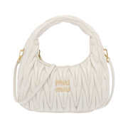 Miu Miu Wander Matelasse Nappa Leather Mini Hobo Bag White