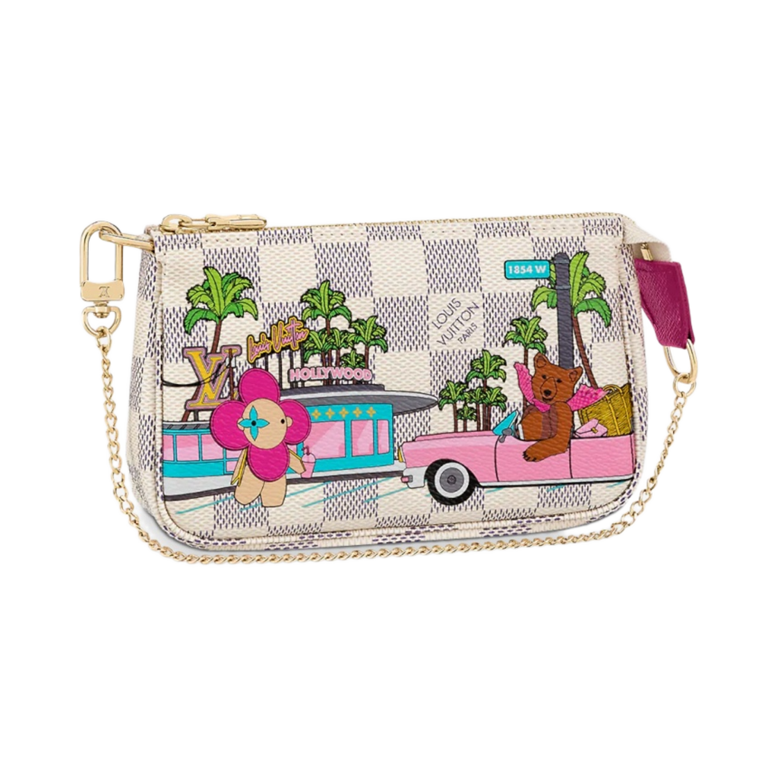 N60487 Louis Vuitton Mini Pochette Accessoires Damier Azure Fuchsia Pink