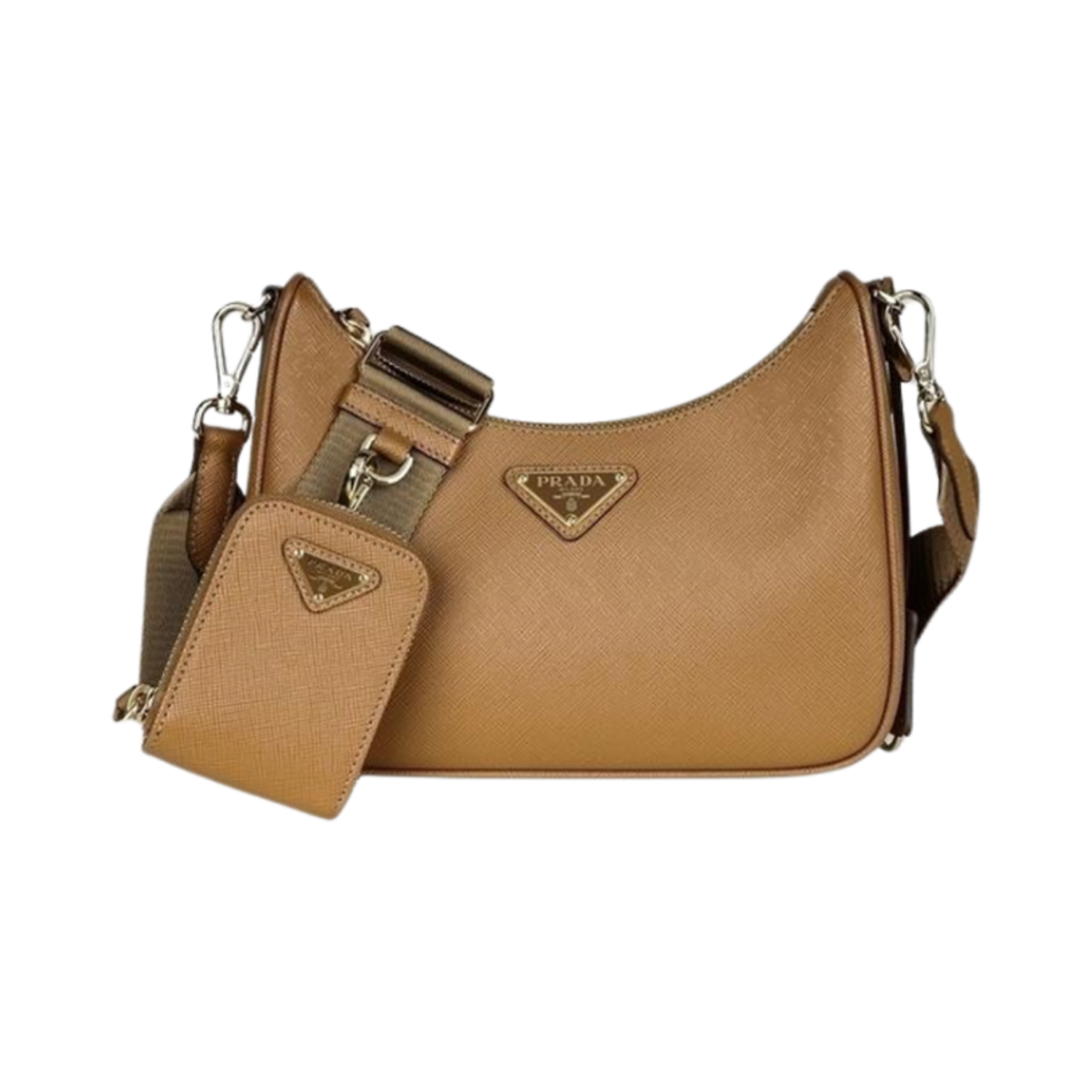 프라다 테수토 트라이앵글 리에디션 호보백 카라멜(Prada Tessuto Triangle Re-Edition Hobo Bag Caramel)