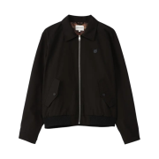Maison Kitsune Harrington Jacket in Technical Cotton Gabardine with Bold Fox Head Patch Black