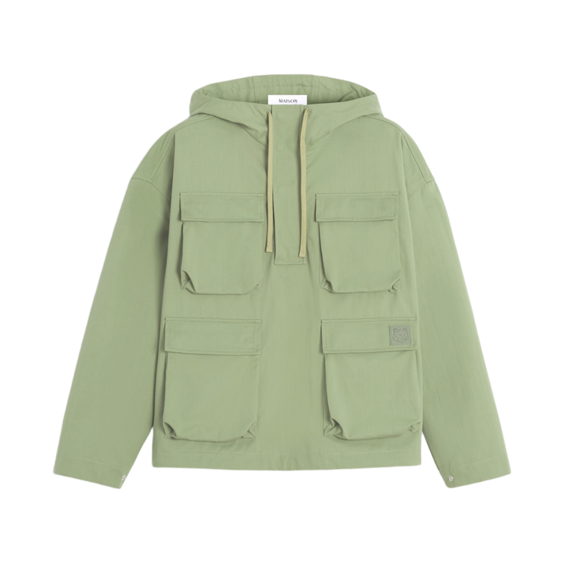 OM02112WW9026-0077 Maison Kitsune Hooded Popover Jacket Turf Green