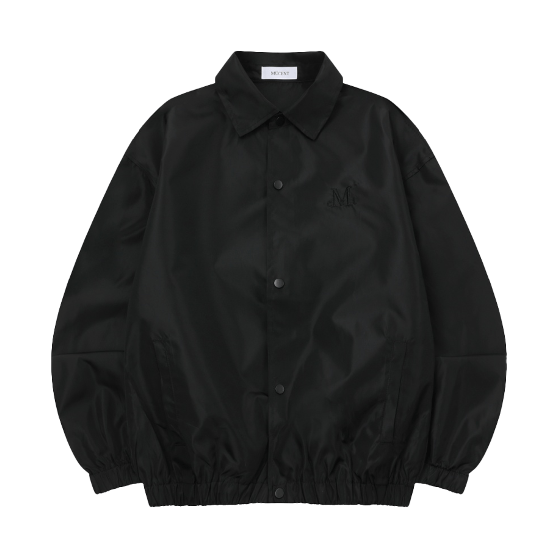 무센트 시그니처 메인 심볼 코치 자켓 블랙 (블랙 로고)(MUCENT Signature Main Symbol Coach Jacket Black (Black Logo))