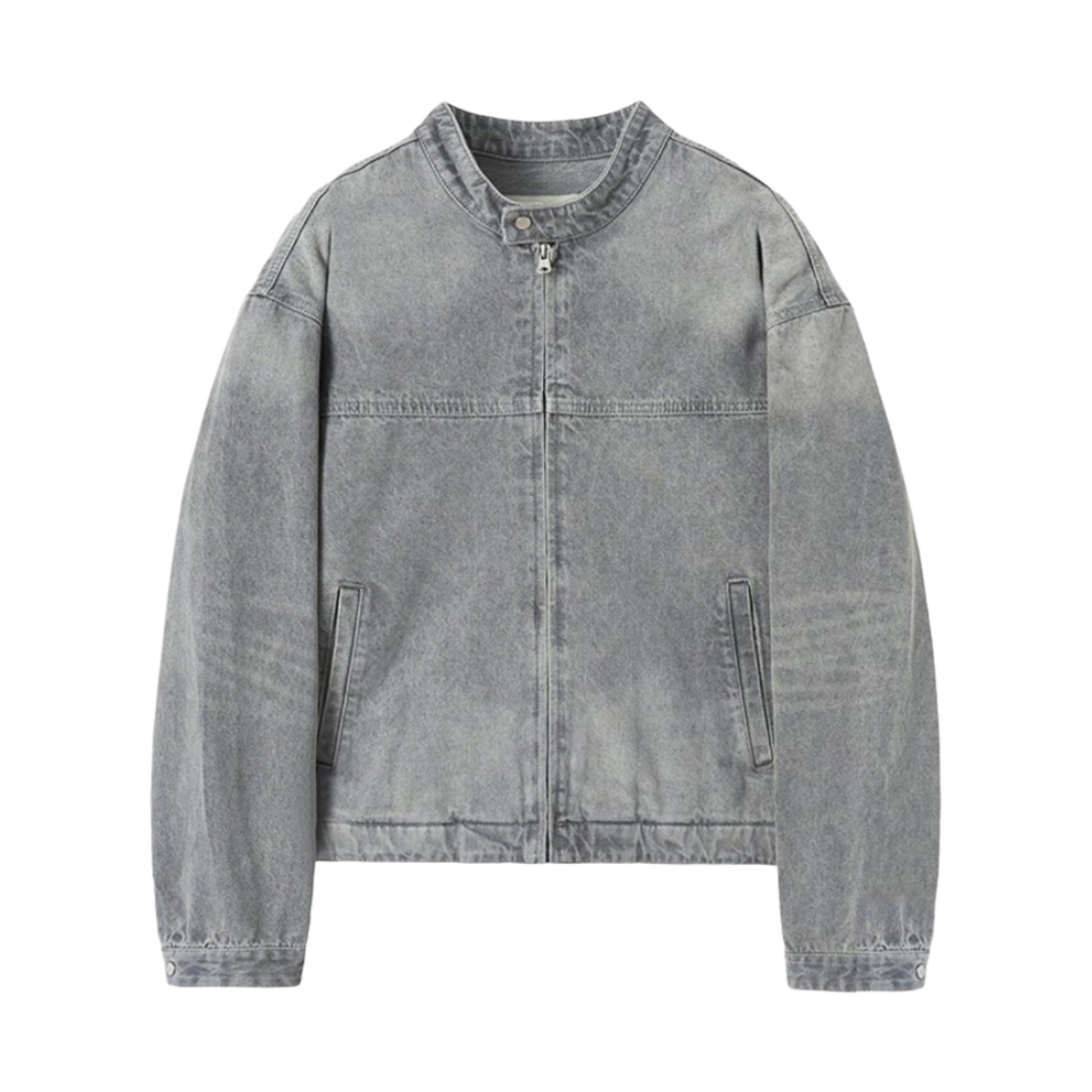 IM2C4JK25 Insilence Brushed Denim Racer Jacket Grey Beige