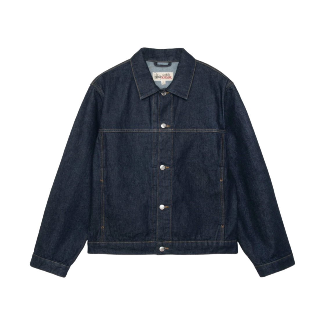 115781 Stussy Denim Trucker Jacket Rinsed Indigo