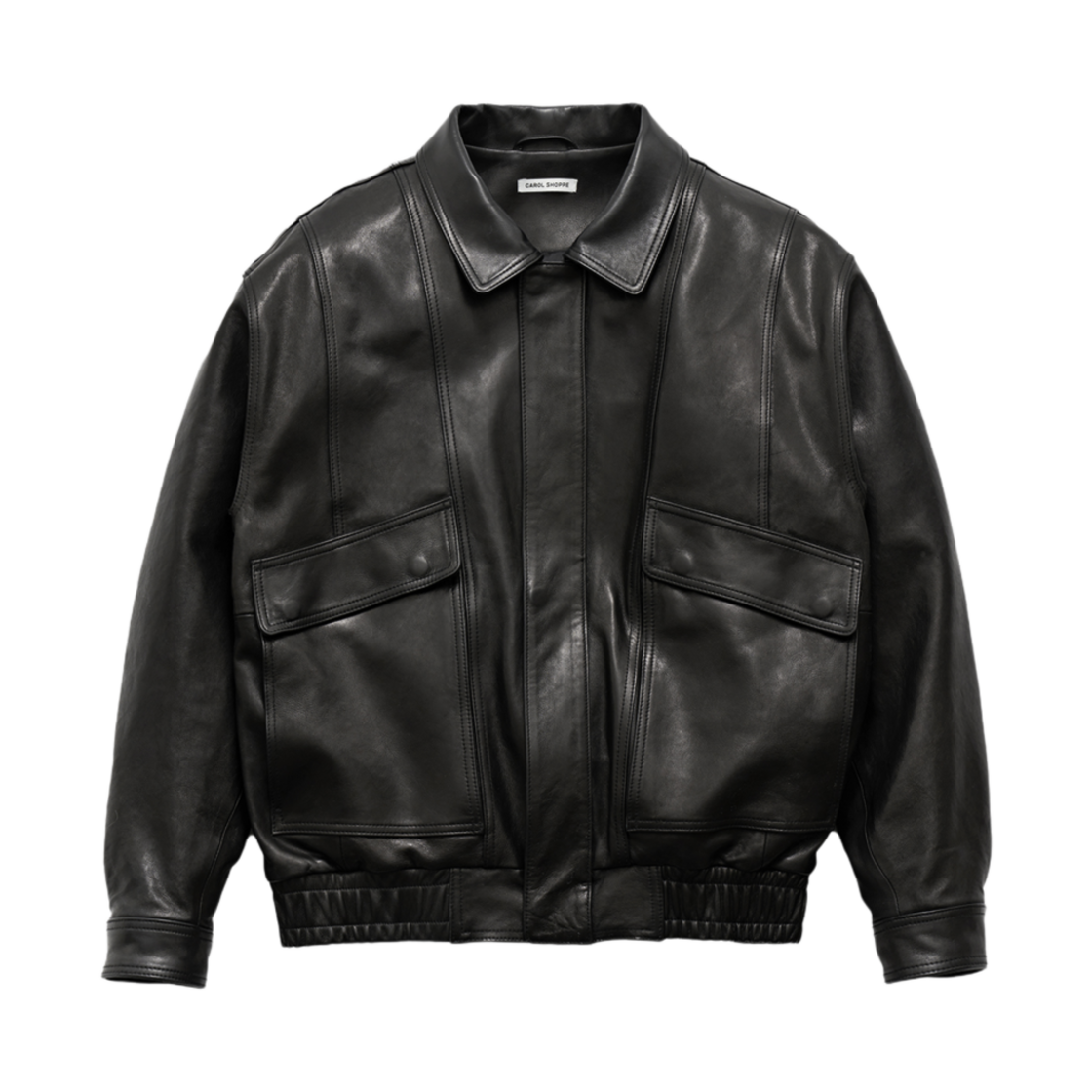 (W) 캐롤쇼페 대디 레더 자켓 블랙((W) Carol Shoppe Daddy Leather Jacket Black)