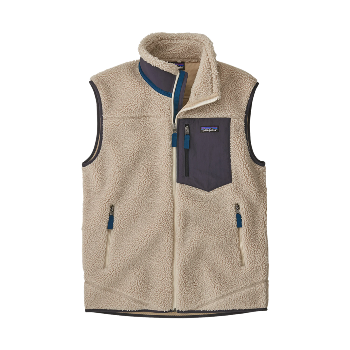 23048 Patagonia Classic Retro-X Vest Natural W Smolder Blue