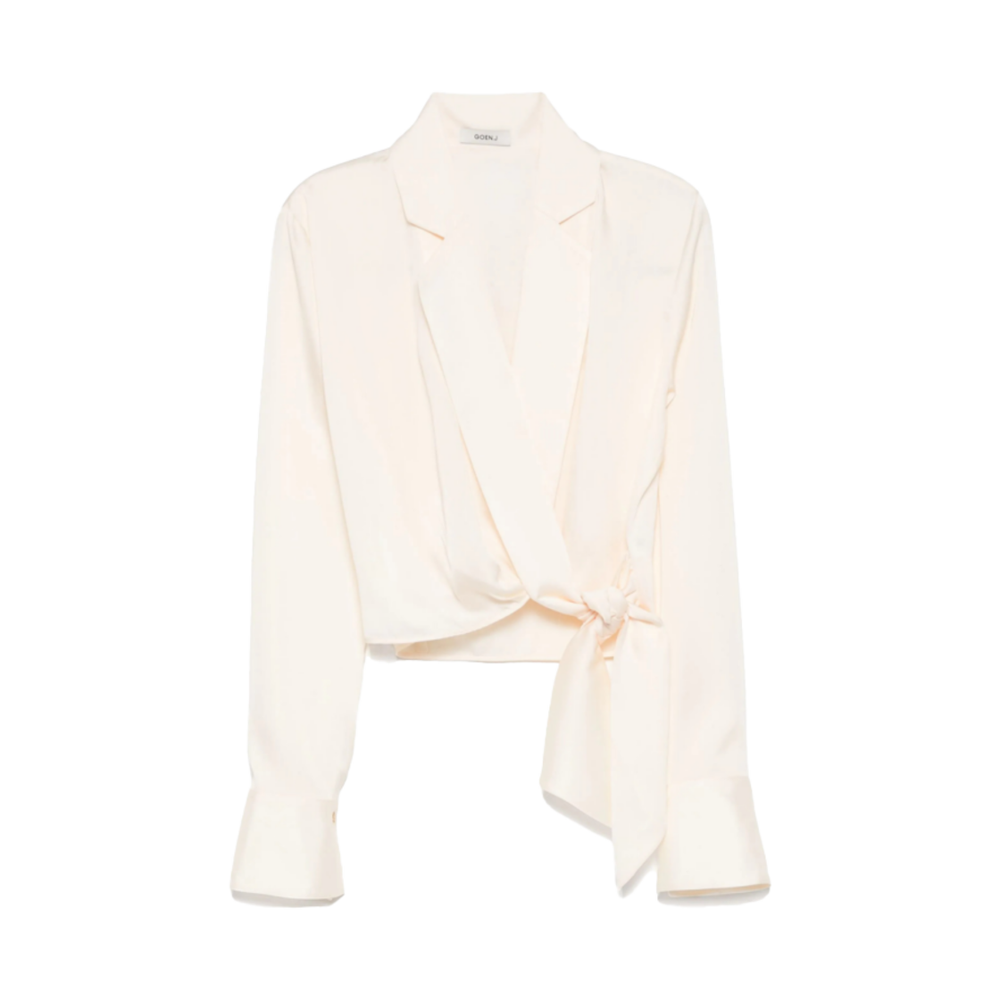 고엔제이 노치 라펠 넥타이 웨이스트 블라우스 크림(GOEN.J Notched Lapel Tie-Waist Blouse Cream)