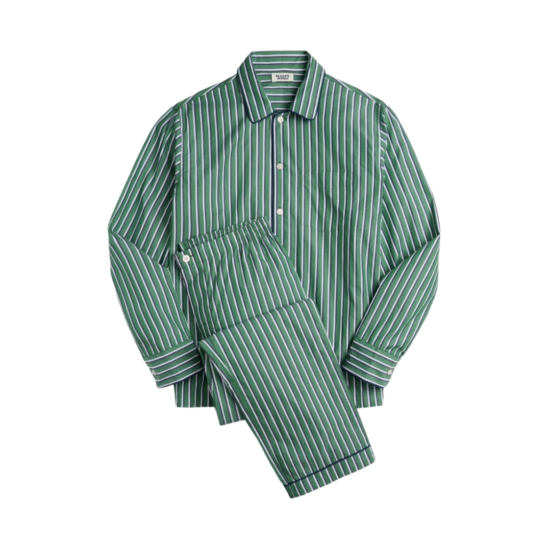 슬리피존스 헨리 파자마 세트 그린 네이비 크림(Sleepy Jones Henry Pajama Set Green Navy Cream)