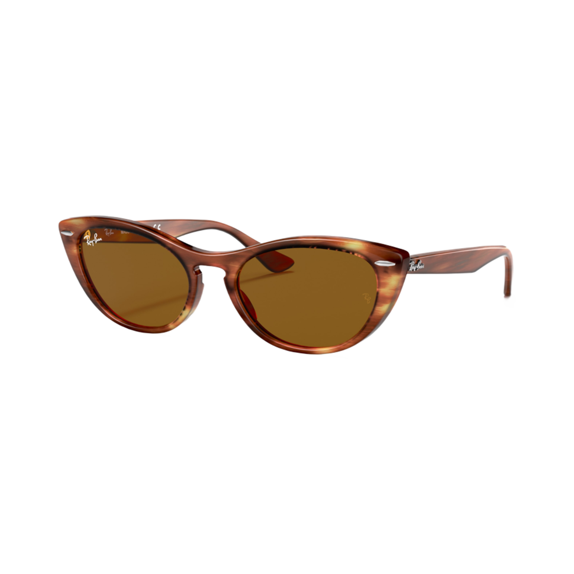 (W) 레이밴 니나 폴리쉬드 스트라이프 하바나 프레임 브라운 클래식 렌즈 로우 브릿지 핏((W) Ray-Ban Nina Polished Striped Havana Frame Brown Classic Lenses High Bridge Fit) - 1