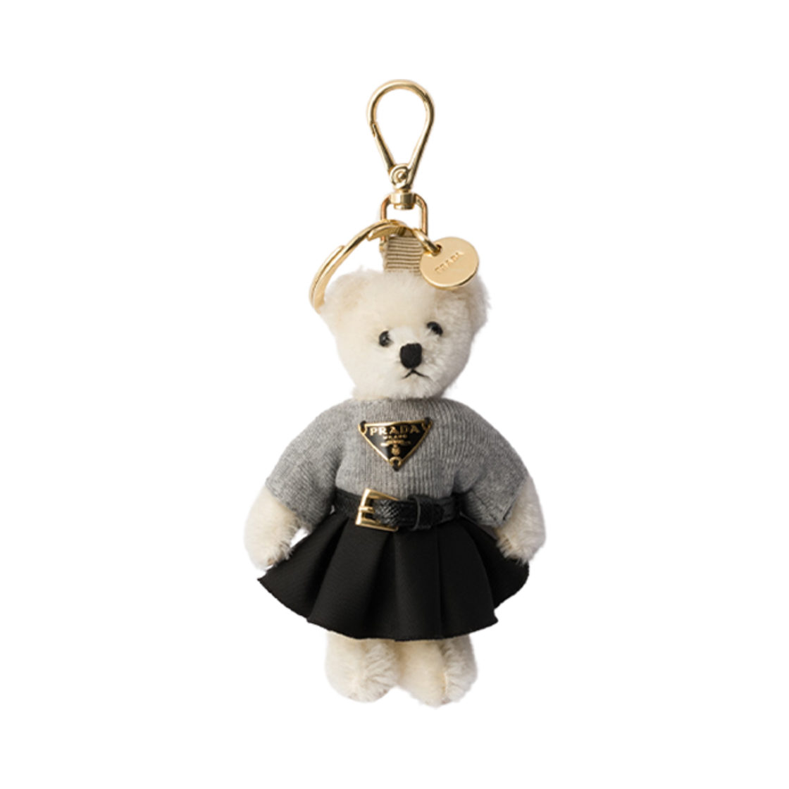 프라다 테디 백 참 메탈 링 화이트(Prada Teddy Bag Charm with Metal Ring White)