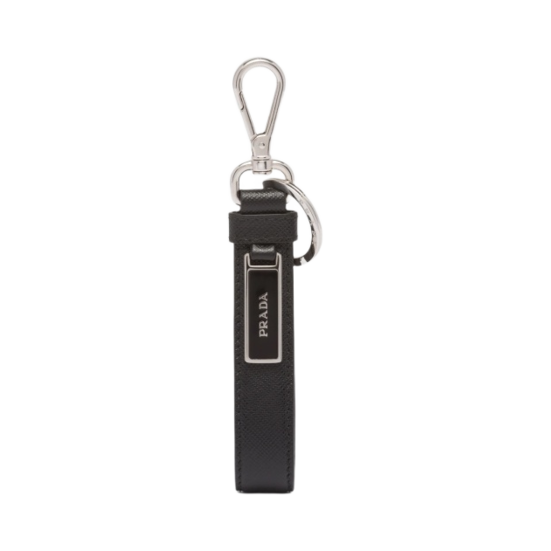 프라다 사피아노 레더 키체인 블랙(Prada Saffiano Leather Keychain Black)