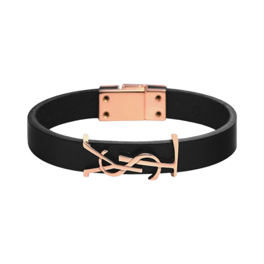 (W) Saint Laurent Opyum Bracelet in Leather Black