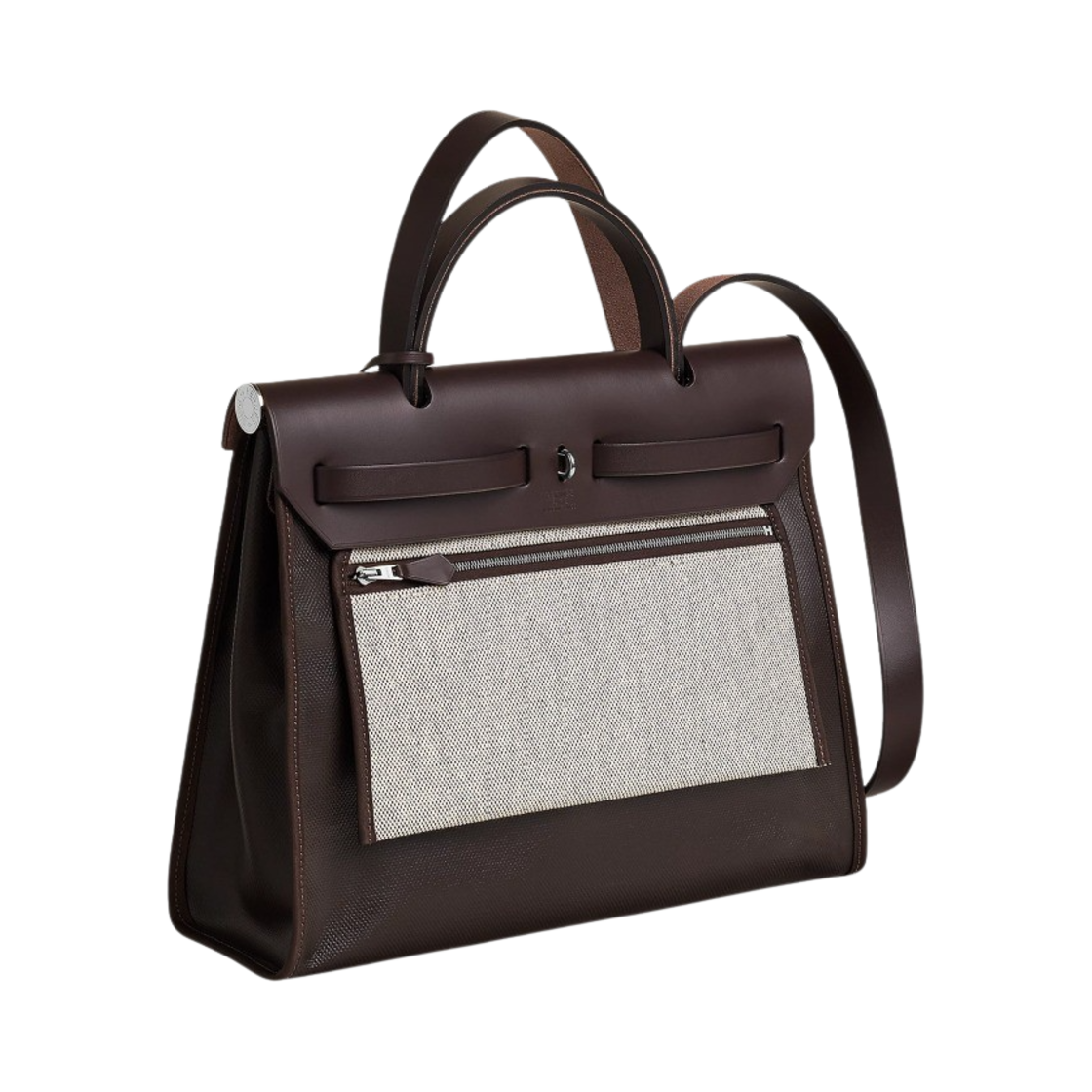 에르메스 에르백 집 31 백 셀리에 H 베를린 캔버스 & 팔라듐 하드웨어 에벤 에크류 누아 에벤(Hermes Herbag Zip 31 Bag Sellier H Berllin Canvas & Palladium Ebene Ecru Noir Ebene) - 2