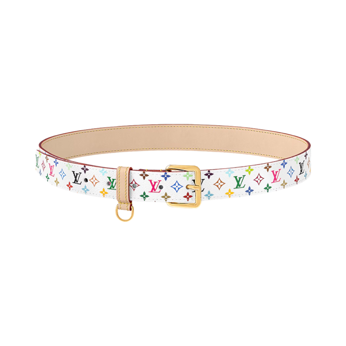 (W) 루이비통 x 무라카미 타카시 루이비통 D-링 30mm 벨트 화이트
