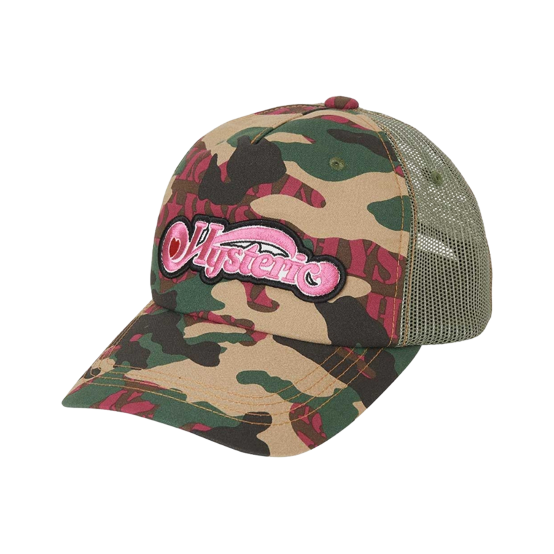 (W) 히스테릭 글래머 우드랜드 HYS 메쉬 캡 카키((W) Hysteric Glamour Woodland HYS Mesh Cap Khaki)