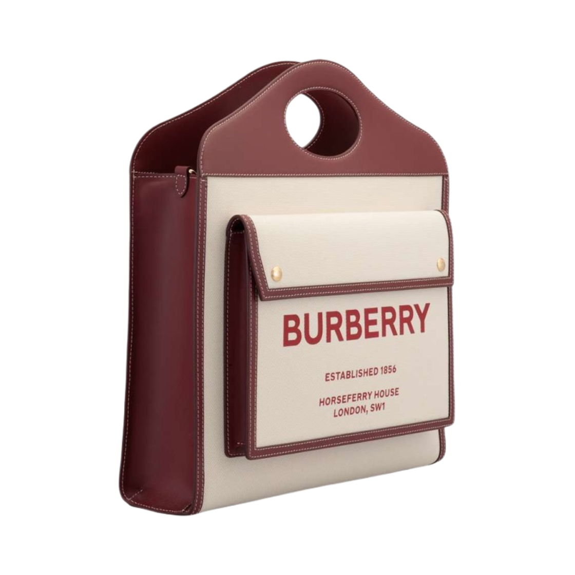 버버리 미디움 투톤 캔버스 앤 레더 포켓 백 내츄럴 가넷(Burberry Medium Two-Tone Canvas and Leather Pocket Bag Natural Garnet) - 2