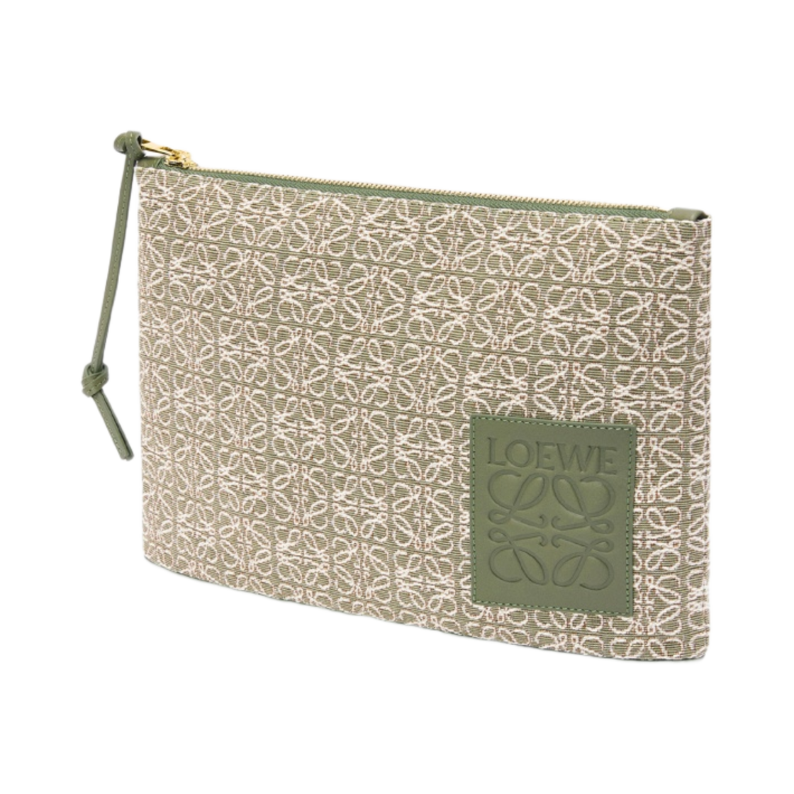 로에베 오블롱 파우치 아나그램 자카드 앤 카프스킨 그린 아보카도 그린(Loewe Oblong Pouch in Anagram Jacquard and Calfskin Green Avocado Green) - 2