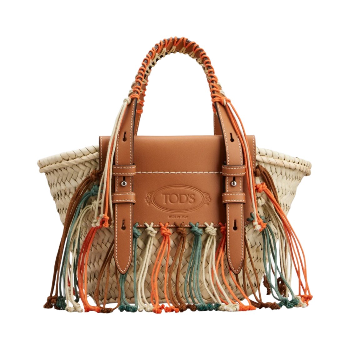 토즈 스트로우 레더 쇼핑백 스몰 베이지 브라운(Tod's Shopping Bag in Straw and Leather Small Beige Brown) - 1