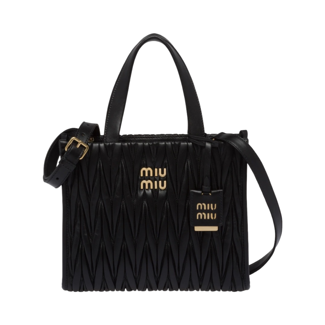 미우 미우 마테라쎄 나파 가죽 토트백 블랙(Miu Miu Matelasse Nappa Leather Tote Bag Black) - 1