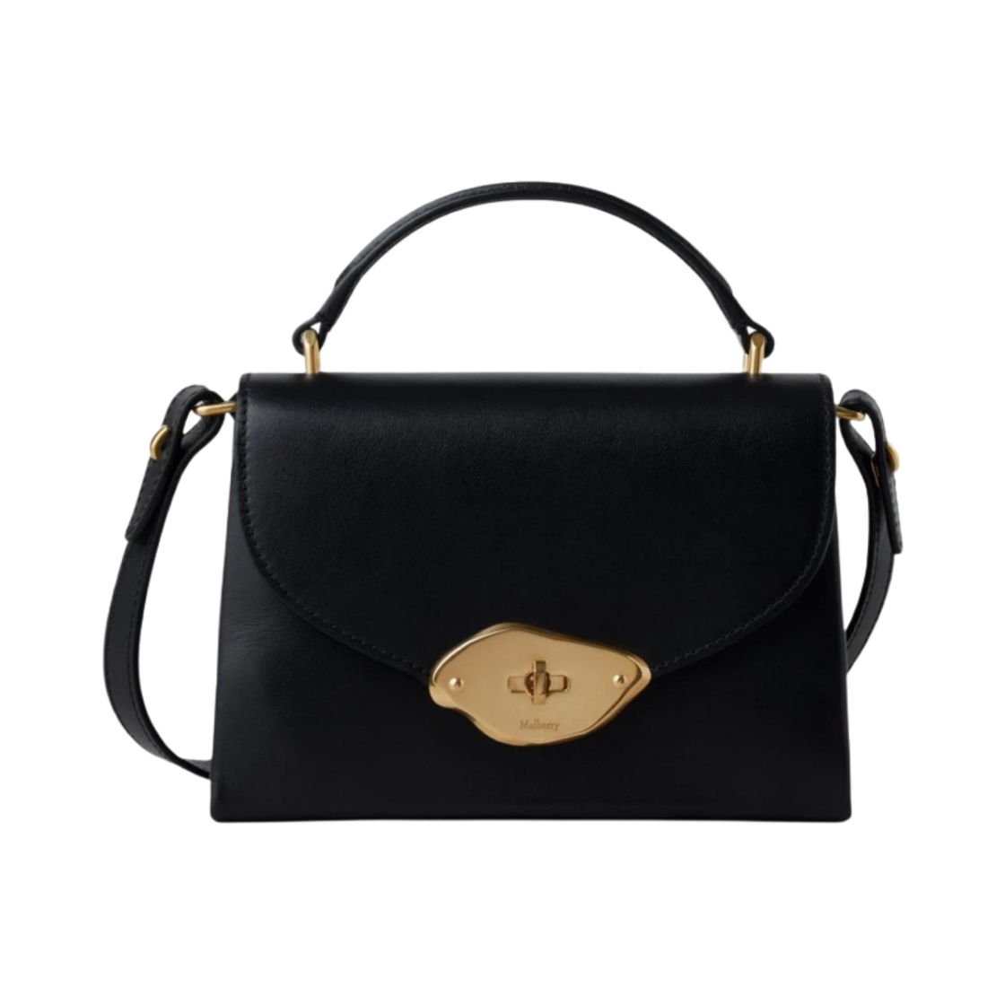 멀버리 하이 글로스 레더 스몰 라나 탑 핸들백 블랙(Mulberry High Gloss Leather Small Lana Top Handle Bag Black)