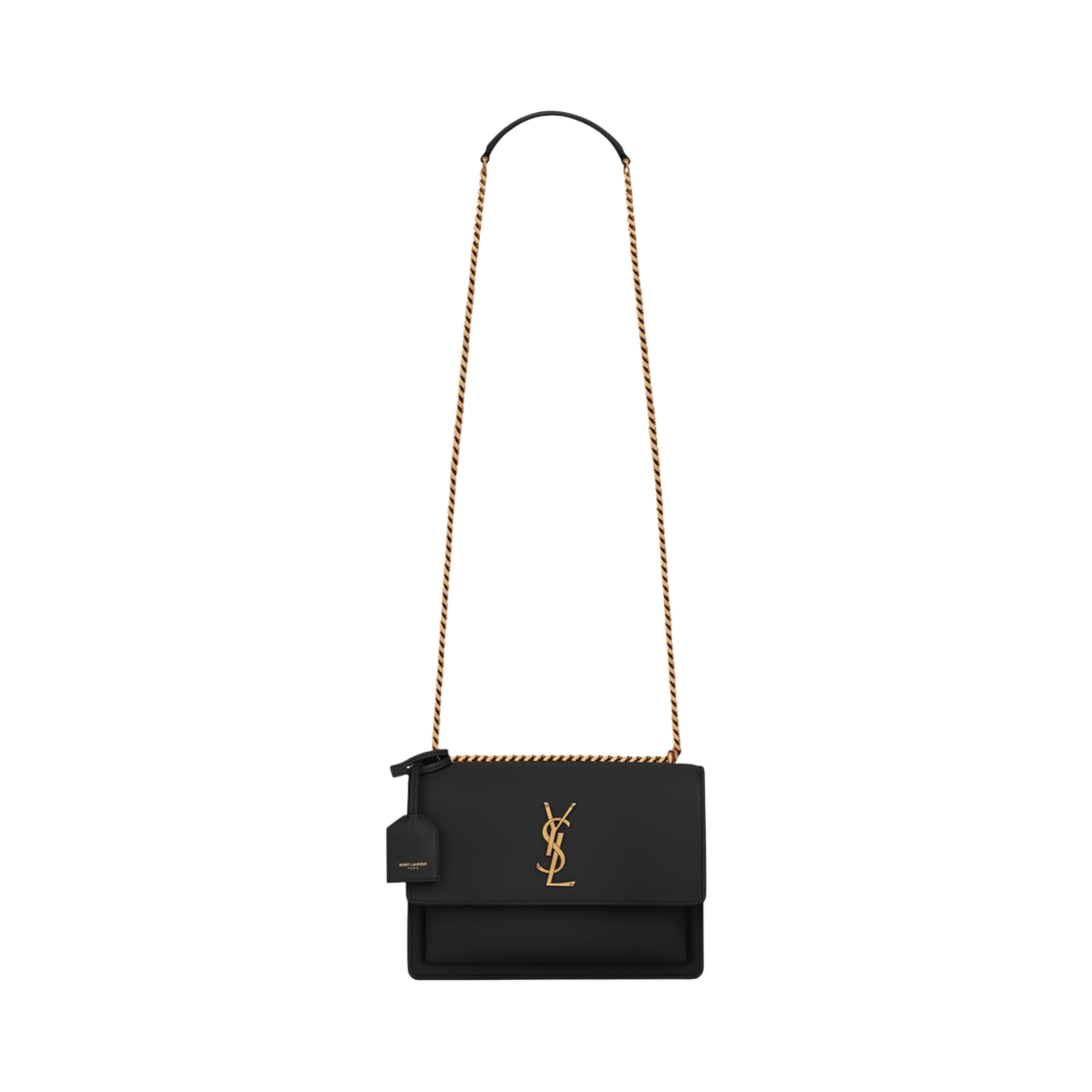 442906-D420W-1000 Saint Laurent Smooth Leather Sunset Medium Chain Bag Black