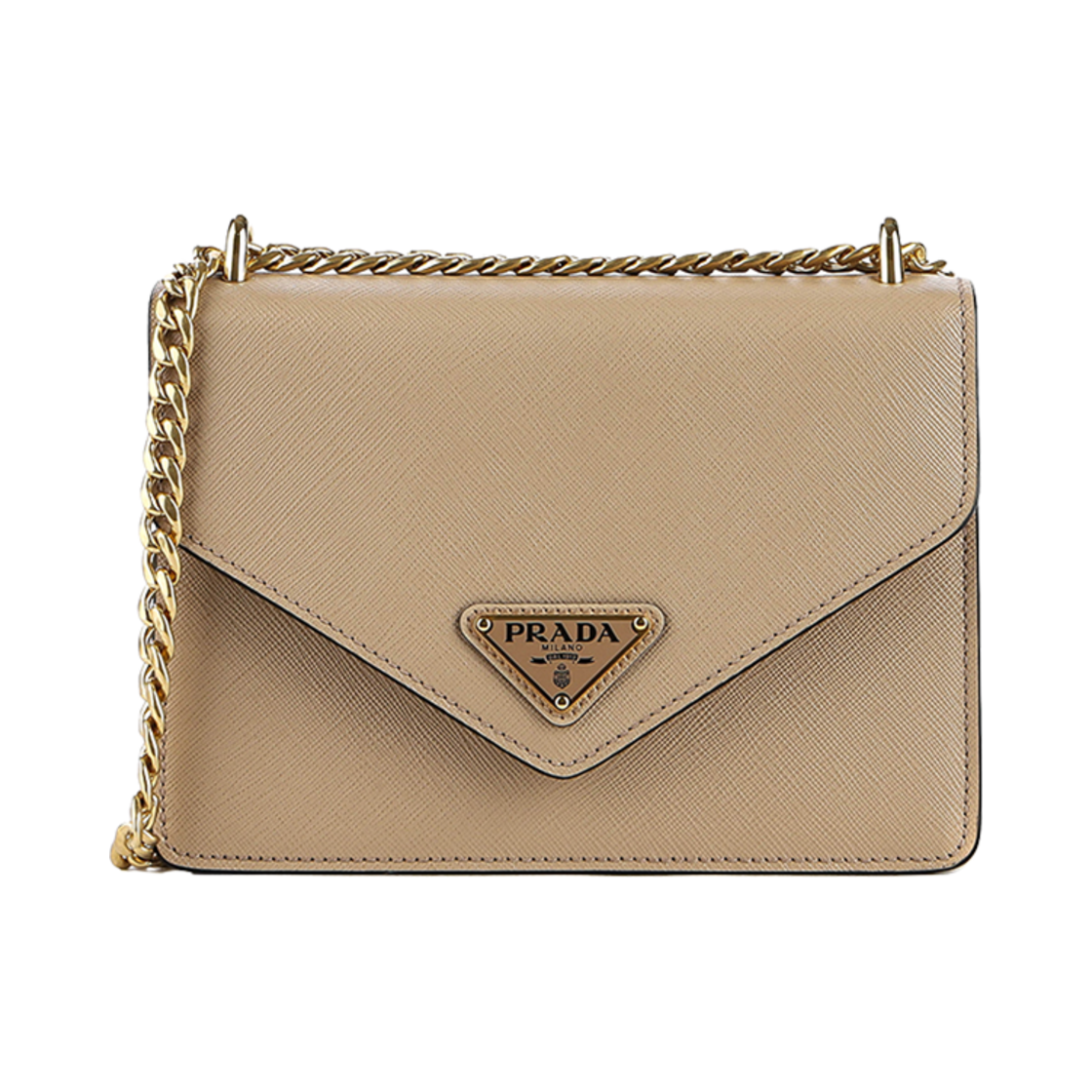 1BD200-2EDV-F0LT6 Prada Saffiano Leather Envelope Chain Shoulder Bag Cameo
