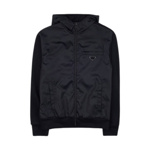 Prada Triangle Logo Hooded Jacket Black
