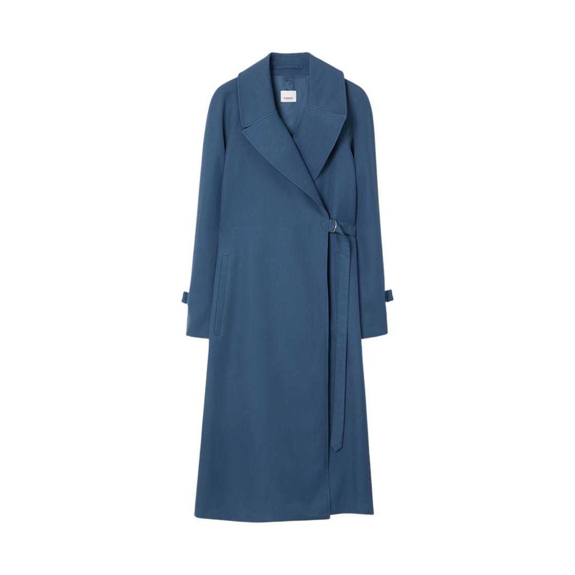 8065896 (W) Burberry D-Ring Detail Wool Wrap Coat Muted Navy - 대표 이미지 #1