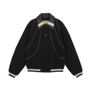 Matin Kim Round Stitch Varsity Jumper Black