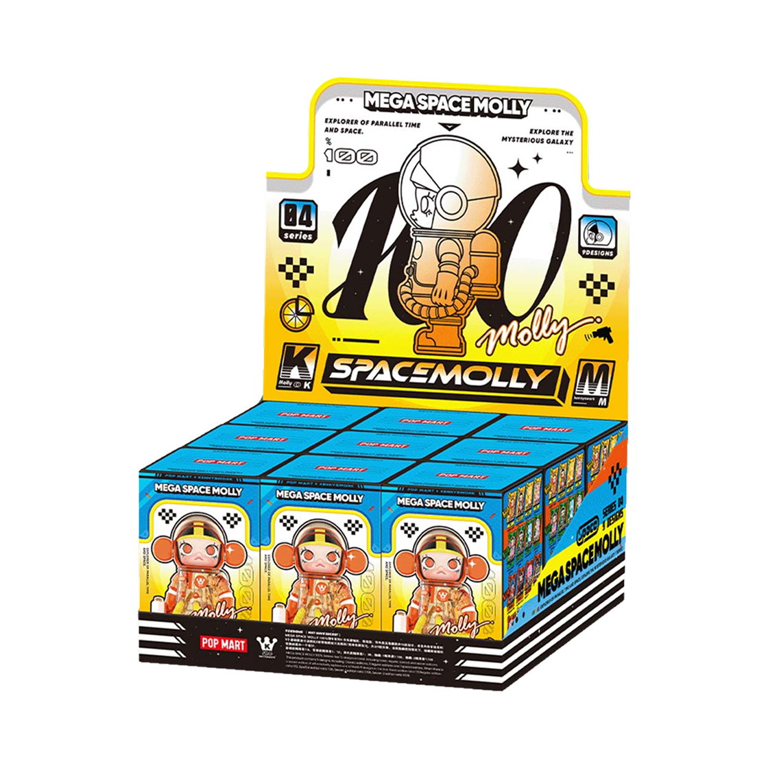 팝마트 메가 스페이스 몰리 100% 시리즈4 미개봉 랜덤박스 (9개입)(Pop Mart Mega Space Molly 100% Series4 Sealed Case (9 Blind Boxes))