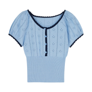 Margarin Fingers Petit Pointelle Knit Light Blue