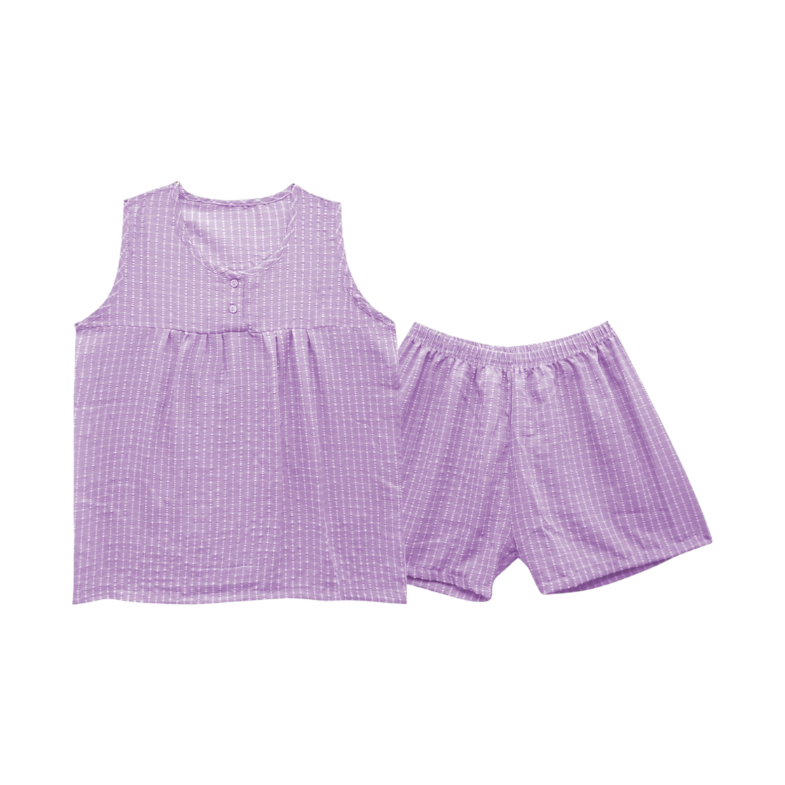 A-CO-SL-SS-PP-W (W) Aone Cool Embro Sleeveless Pajama Set Purple