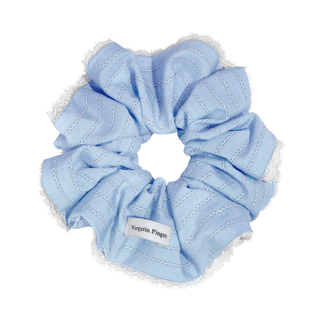MF2514HB002CLBFR Margarin Fingers Striped Lace Scrunch Light Blue