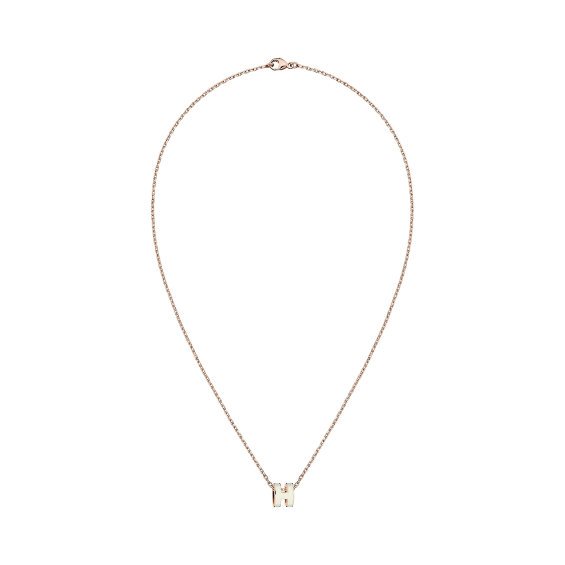 H147992FO49 (W) Hermes Mini Pop H Pendant Rose Gold & Blanc