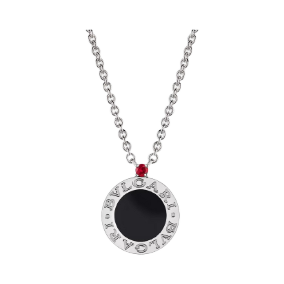 356910 Bulgari Save The Children Necklace Sterling Silver Onyx Ruby