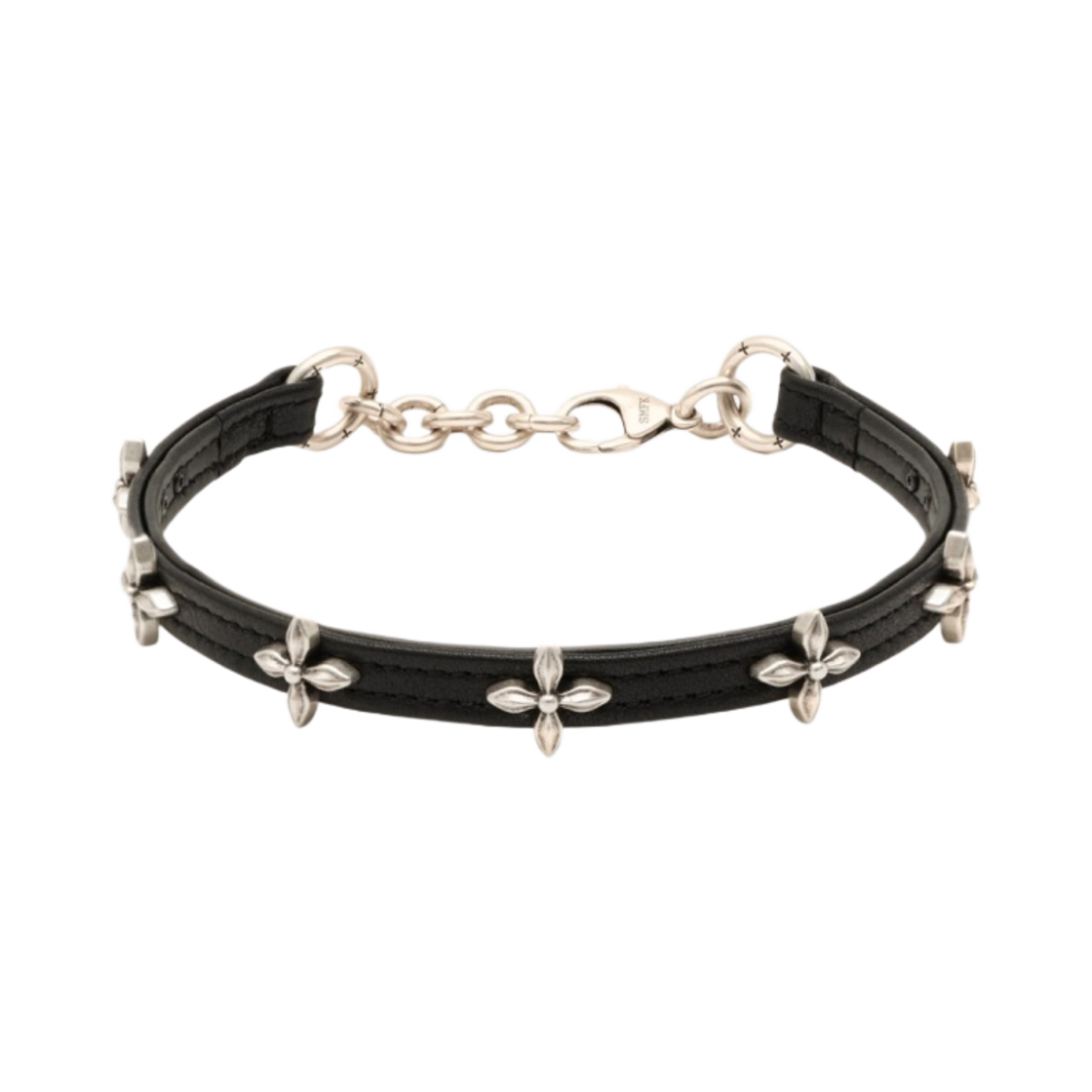 (W) 에스엠에프케이 컴패스 가든 레더 초커 실버 블랙((W) SMFK Compass Garden Leather Choker Silver Black)