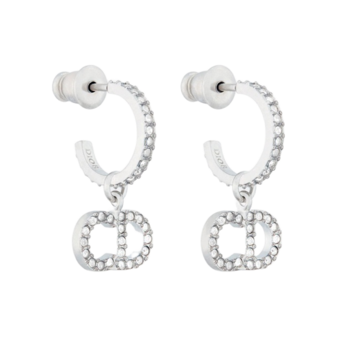 E1740CDLCY-D13S (W) Dior Clair D Lune Earrings Silver Finish Metal Silver Tone Crystals