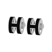 (W) Hermes Mini Pop H Earrings Palladium & Noir
