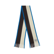 Open Yy Fringe Stripe Muffler Blue