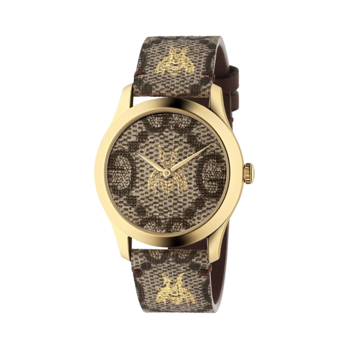 구찌 G-타임리스 쿼츠 38mm 레더 옐로우 골드 블랙(Gucci G-Timeless Quartz 38mm Leather Yellow Gold Brown)