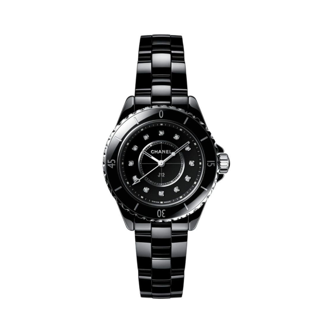 H5701 Chanel J12 Watch 33mm Quartz Black Diamond Indicators