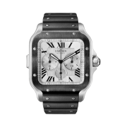 Cartier Santos de Watch Extra Large Automatic Steel ADLC Leather Bracelet